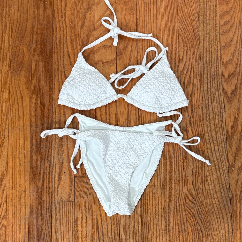 Andie String Bikini Set‎ Textured Weave White Size S NWOT